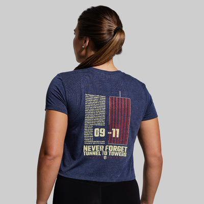 20th Anniversary 9/11 Crop Tee (Tunnel to Towers-Navy)