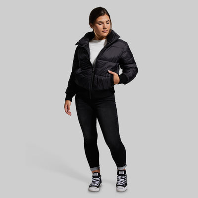 Warm Rush Cropped Puffer Jacket (Black)