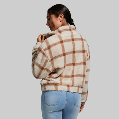 Women's Cropped Fleece Jacket (Macadamia)