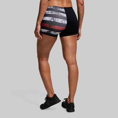 Double Take Booty Short (Thin Red Line)