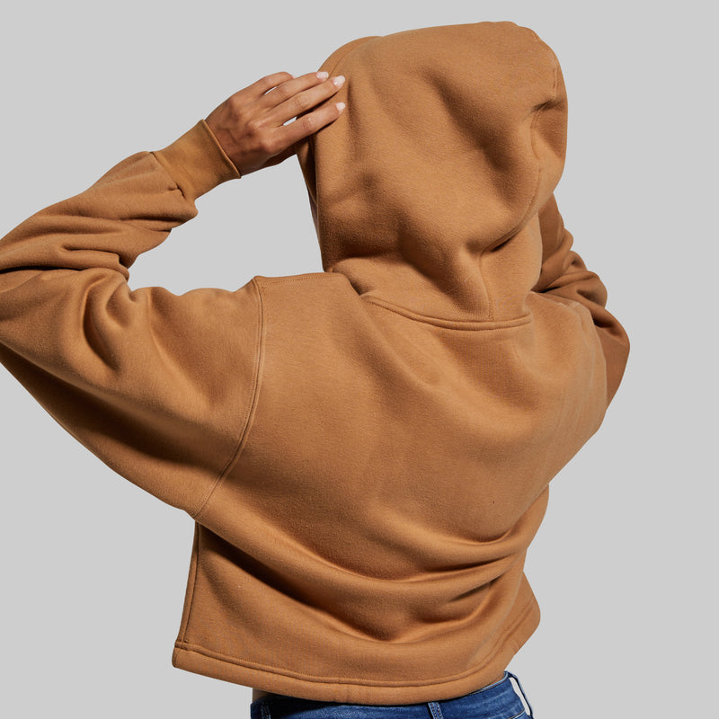 Revival Cropped Fleece Hoodie (Camel)