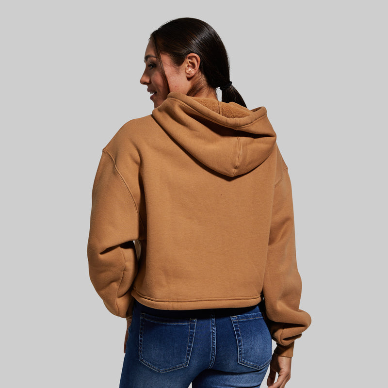 Revival Cropped Fleece Hoodie (Camel)