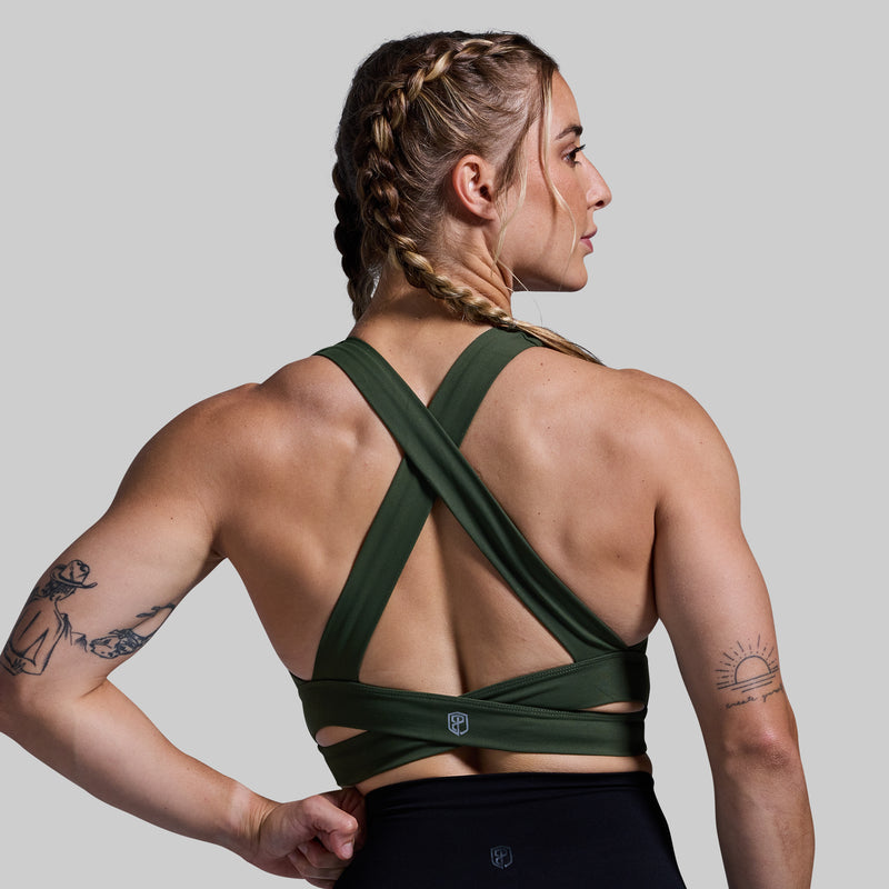 Double Cross Sports Bra (Tactical Green)