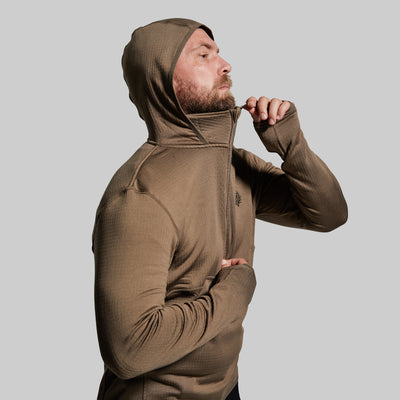 Men's Quiver Half Zip Hoodie (Stone Brown)