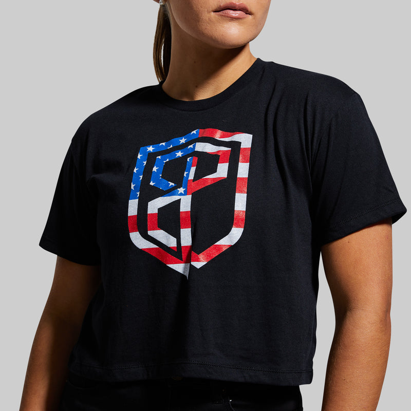 USA Crop Tee (Black)