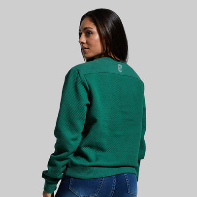 Women's Waffle Crewneck Pullover (Evergreen)