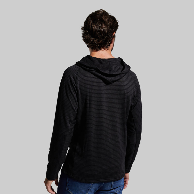 Grid Fleece Hoodie (Black)