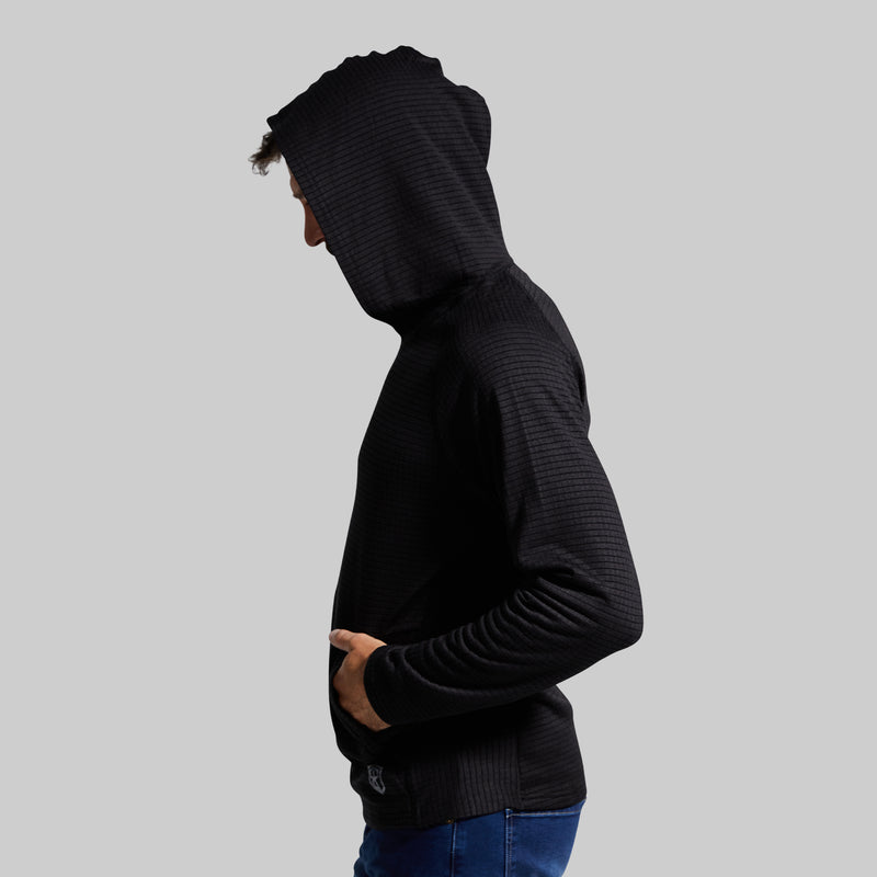 Grid Fleece Hoodie (Black)