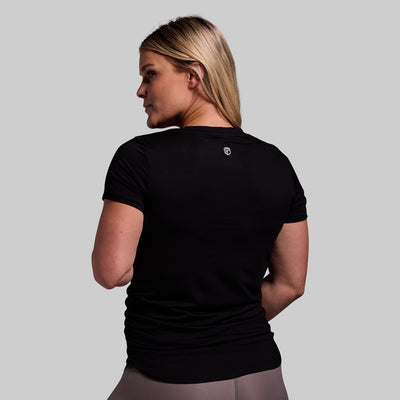 Maternity Athleisure Short Sleeve V-Neck (Black)