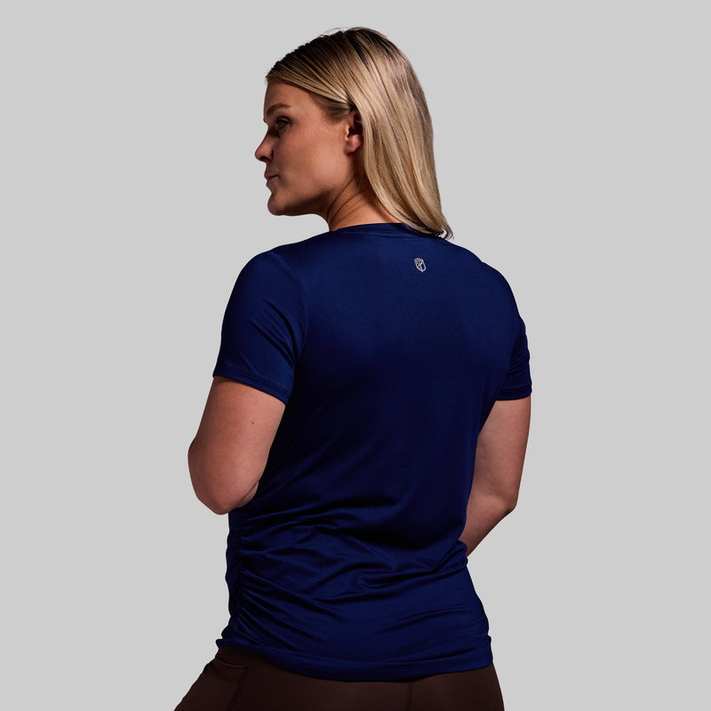 Maternity Athleisure Short Sleeve V-Neck (Blue Depths)