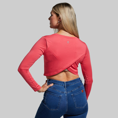 Cross You Off Cropped Long Sleeve (Fiery Rose)