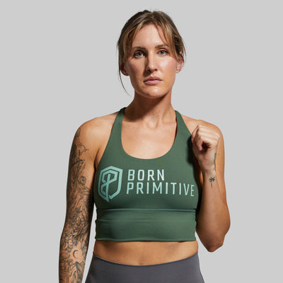 Crossfire Sports Bra (Brand Strength-Forest Green)