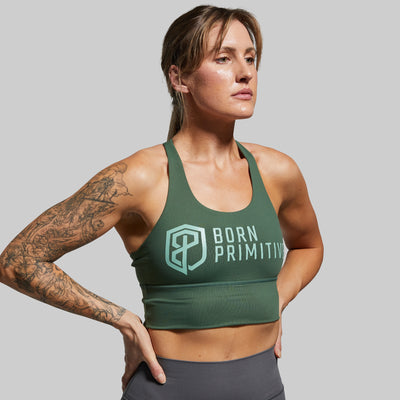 Crossfire Sports Bra (Brand Strength-Forest Green)