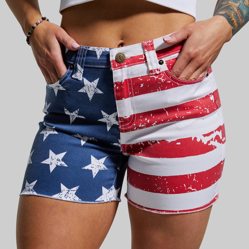 FLEX Stretchy Jean Short (American Flag)