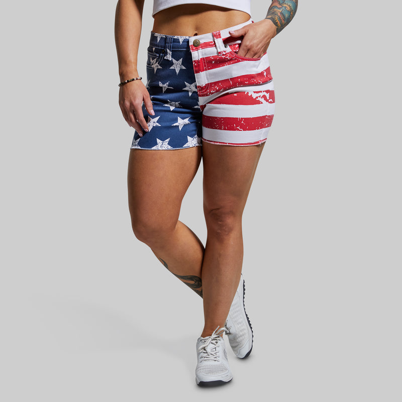 FLEX Stretchy Jean Short (American Flag)