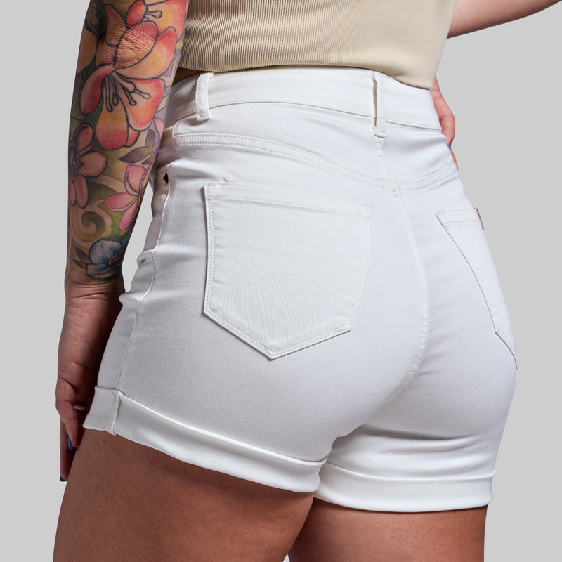 FLEX Stretchy Mom Jean Short (White)