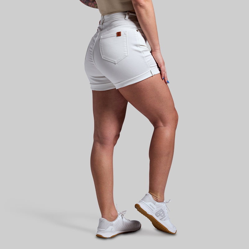 FLEX Stretchy Mom Jean Short (White)