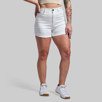 FLEX Stretchy Mom Jean Short (White)