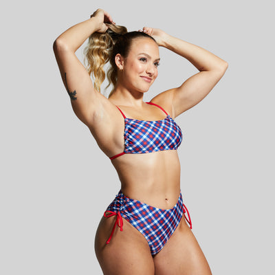 Bandeau Bikini Top (Patriotic Plaid)