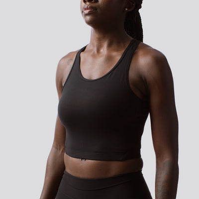 Meshed Up Cropped Sports Bra (Black)