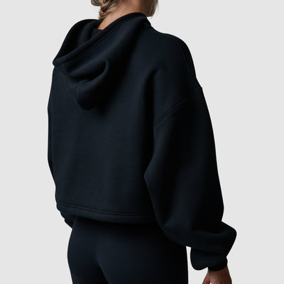 Revival Cropped Fleece Hoodie (Black)